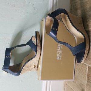 Michael Kors navy blue wedges